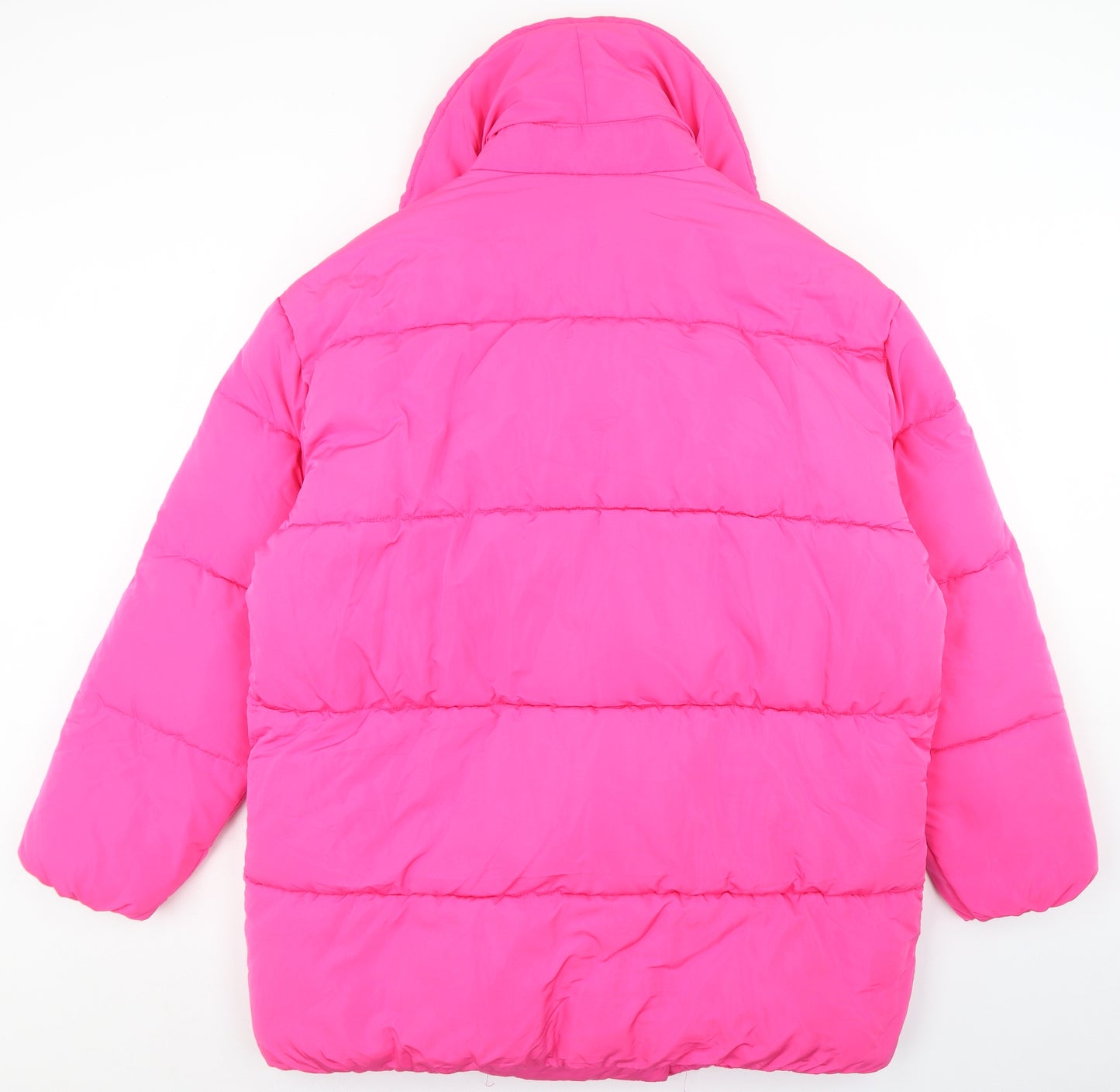 River Island Womens Pink   Puffer Jacket Jacket Size M  Snap