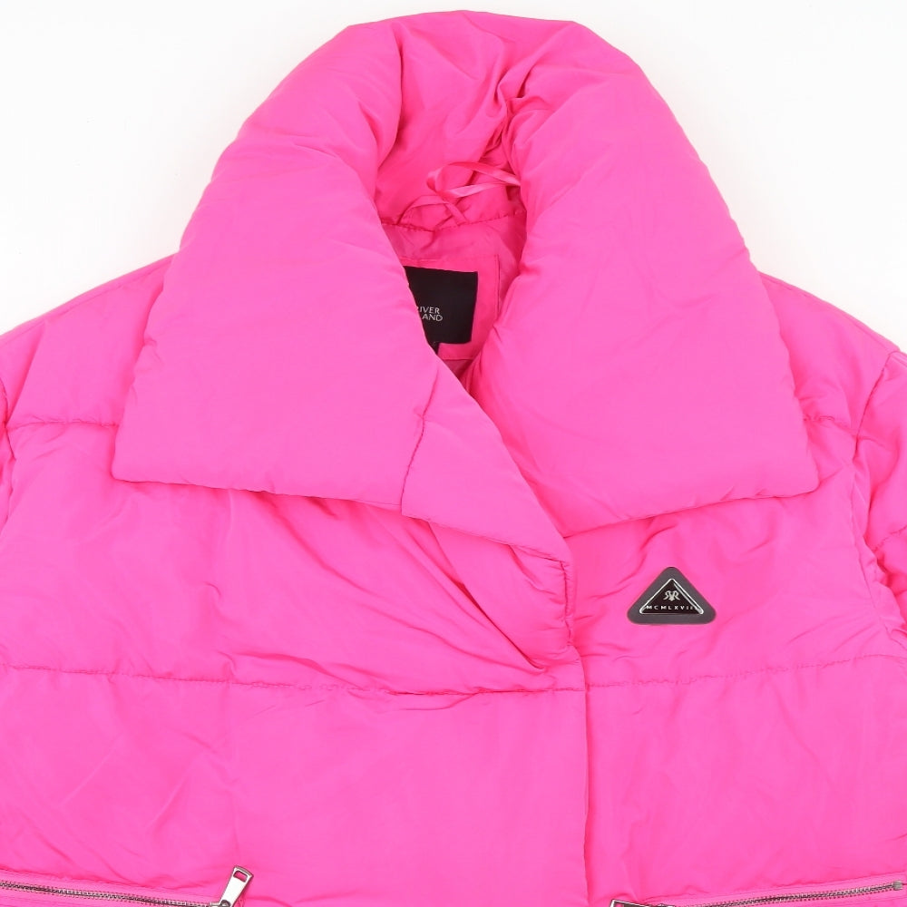 River Island Womens Pink   Puffer Jacket Jacket Size M  Snap