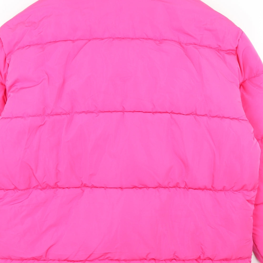 River Island Womens Pink   Puffer Jacket Jacket Size M  Snap