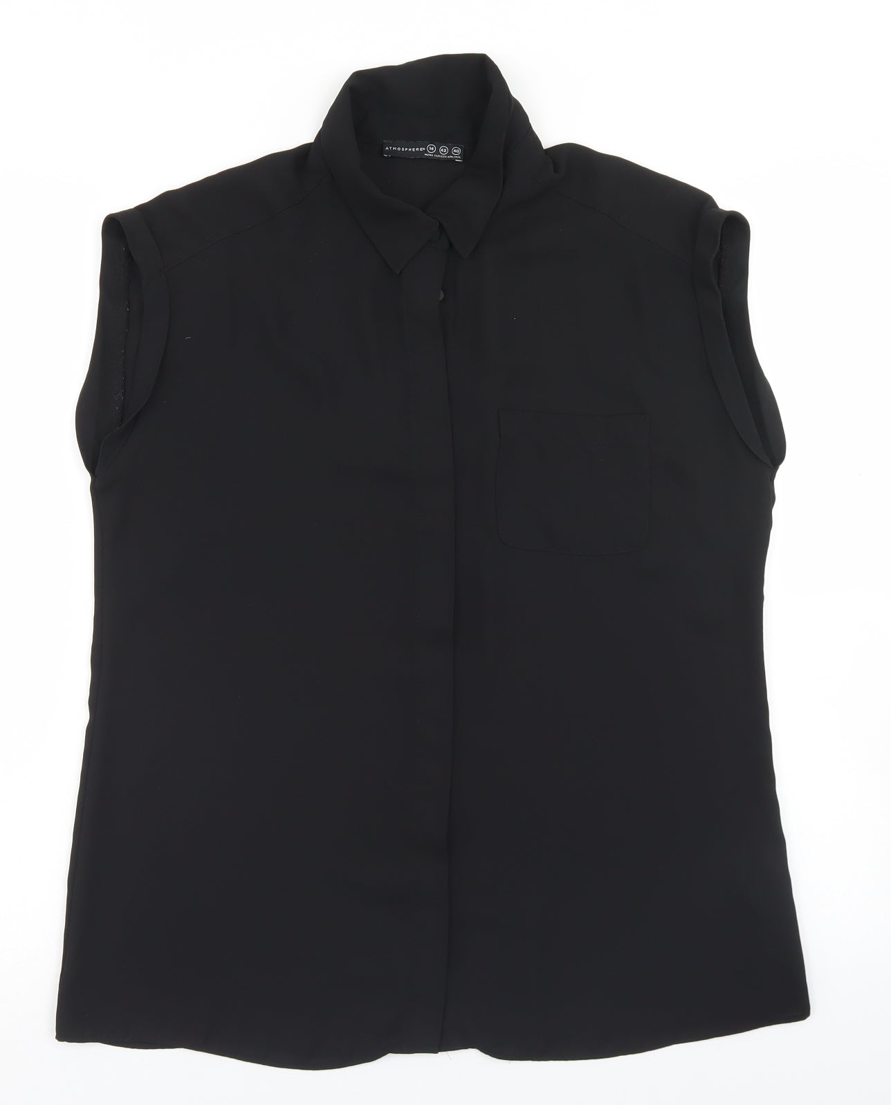 Atmosphere Womens Black  Polyester Basic Blouse Size 14 Collared