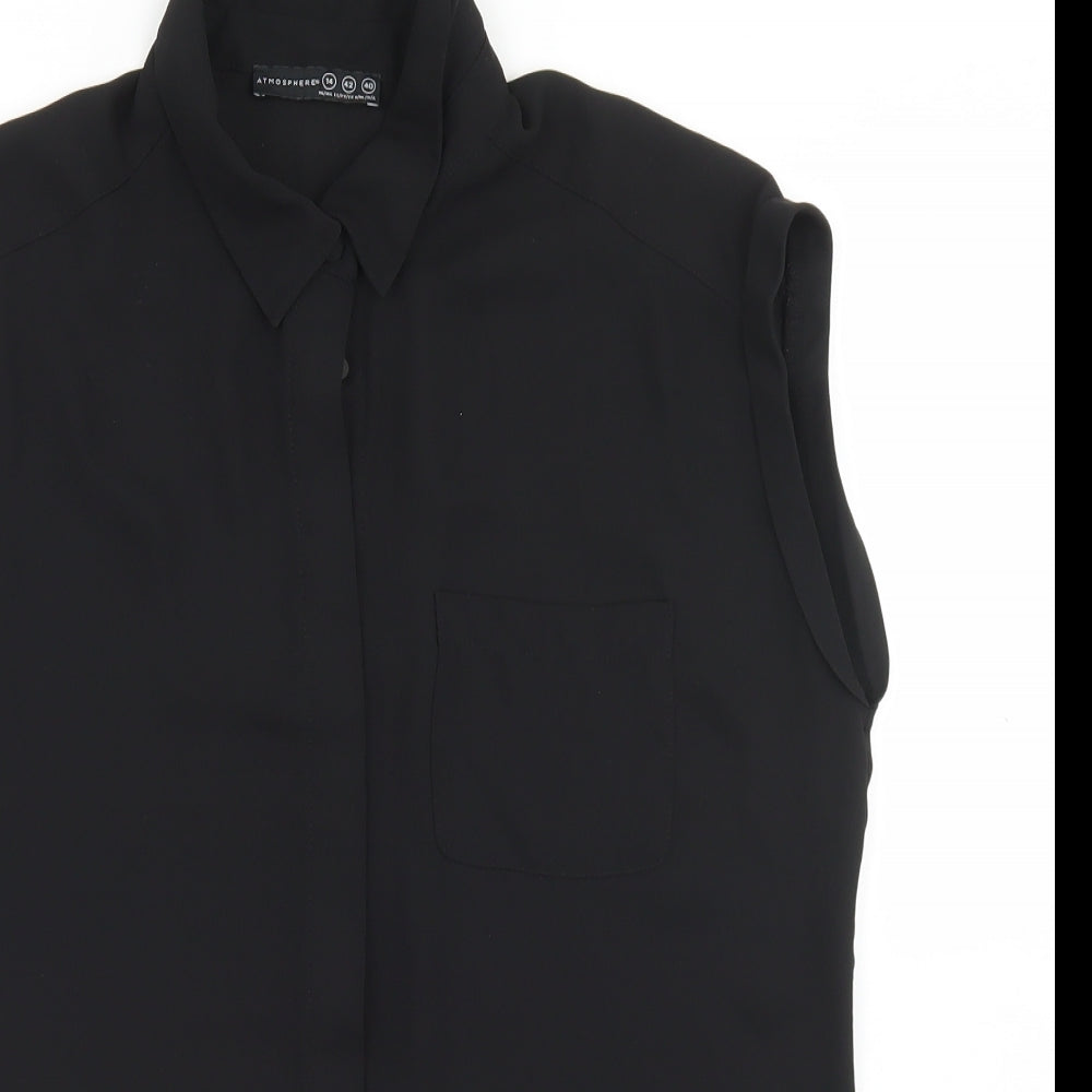 Atmosphere Womens Black  Polyester Basic Blouse Size 14 Collared