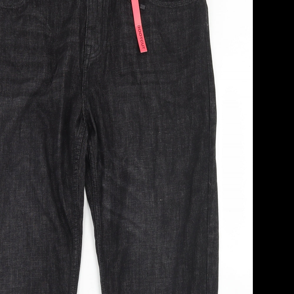 Peacocks Mens Black  Cotton Bootcut Jeans Size 40 in L27 in Regular Button