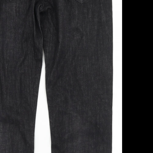 Peacocks Mens Black  Cotton Bootcut Jeans Size 40 in L27 in Regular Button