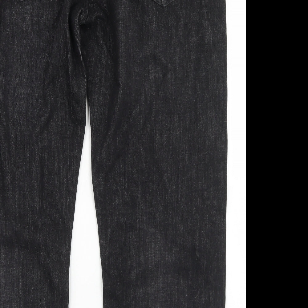 Peacocks Mens Black  Cotton Bootcut Jeans Size 40 in L27 in Regular Button