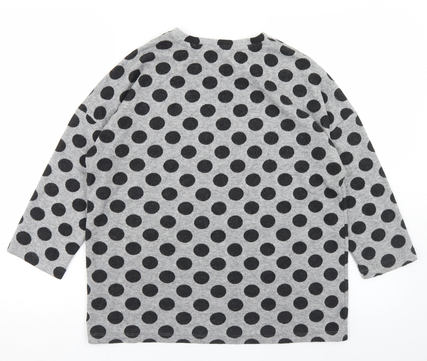 TU Womens Grey Polka Dot Polyester Basic T-Shirt Size 12 Round Neck