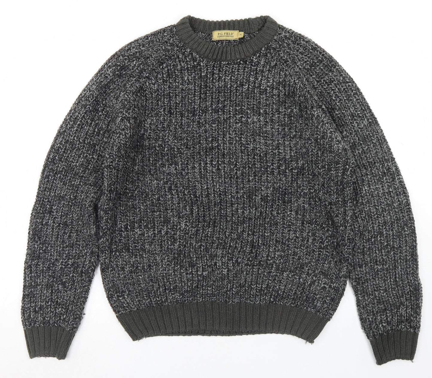 P.G Field Mens Grey Crew Neck  Acrylic Pullover Jumper Size M