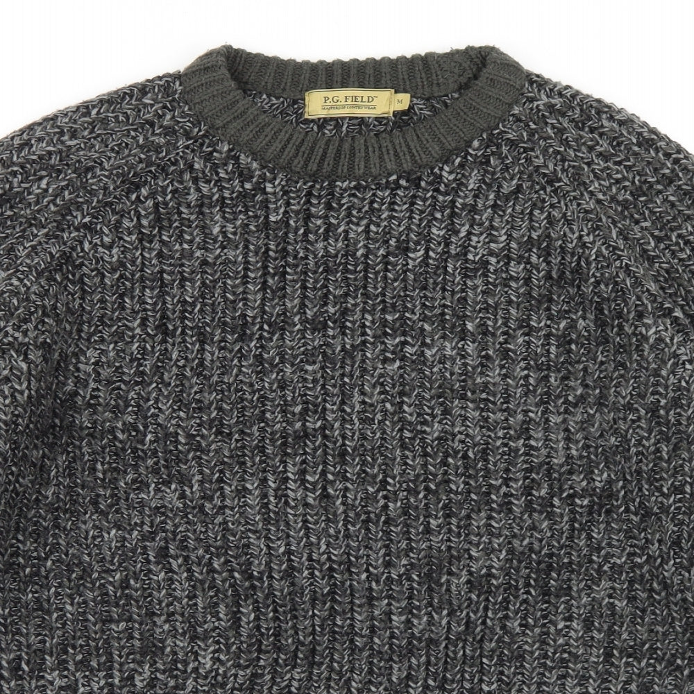 P.G Field Mens Grey Crew Neck  Acrylic Pullover Jumper Size M
