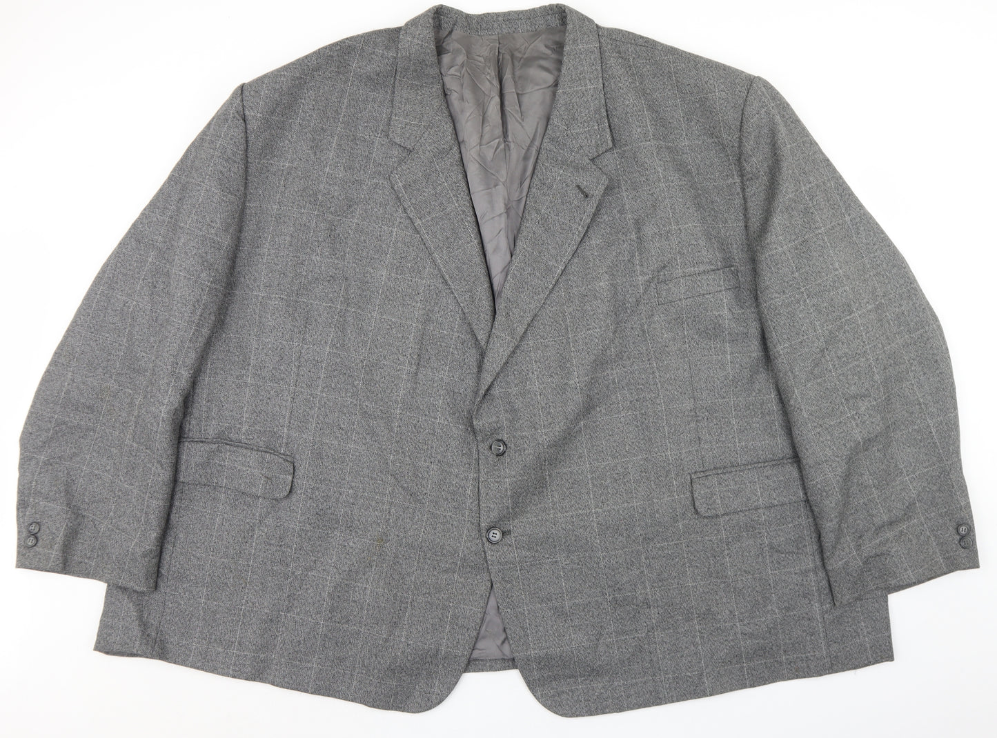 Big Mans Shop Mens Grey Plaid Polyester Jacket Blazer Size 2XL