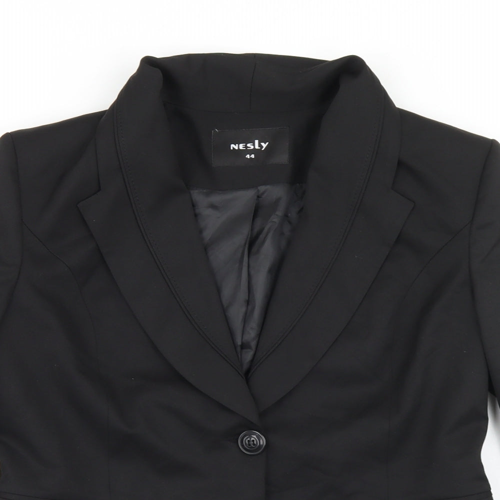 Nesly Womens Black  Polyester Jacket Blazer Size 16