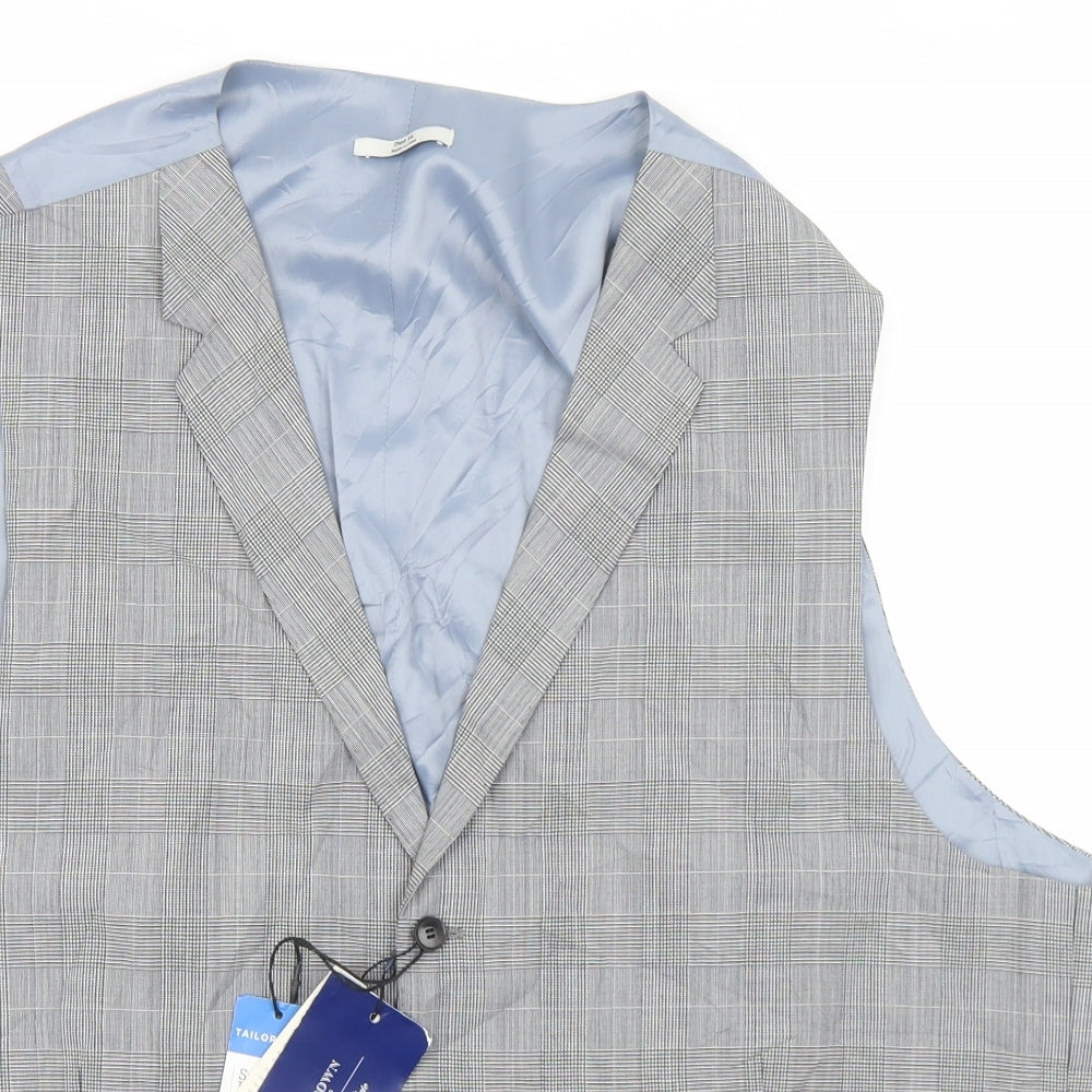 Alfred Brown Mens Grey Plaid Wool Jacket Suit Waistcoat Size 3XL
