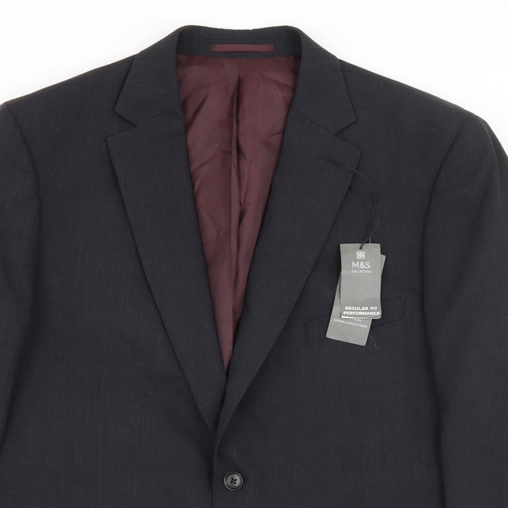 Marks and Spencer Mens Grey  Wool Jacket Blazer Size 44