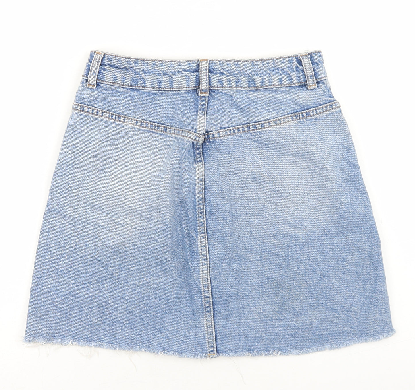 Topshop Womens Blue  Cotton A-Line Skirt Size 8   Button