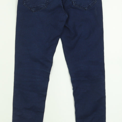 Marks and Spencer Girls Blue  Cotton Straight Jeans Size 8-9 Years  Regular Button