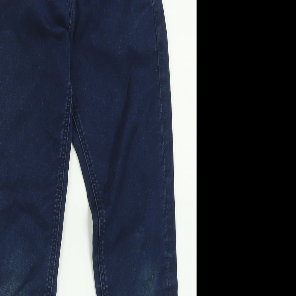 Marks and Spencer Girls Blue  Cotton Straight Jeans Size 8-9 Years  Regular Button