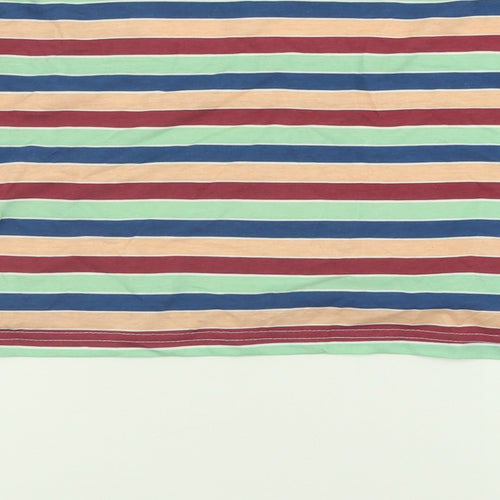 Missguided Womens Multicoloured Striped Polyester Cropped T-Shirt Size 8 Crew Neck
