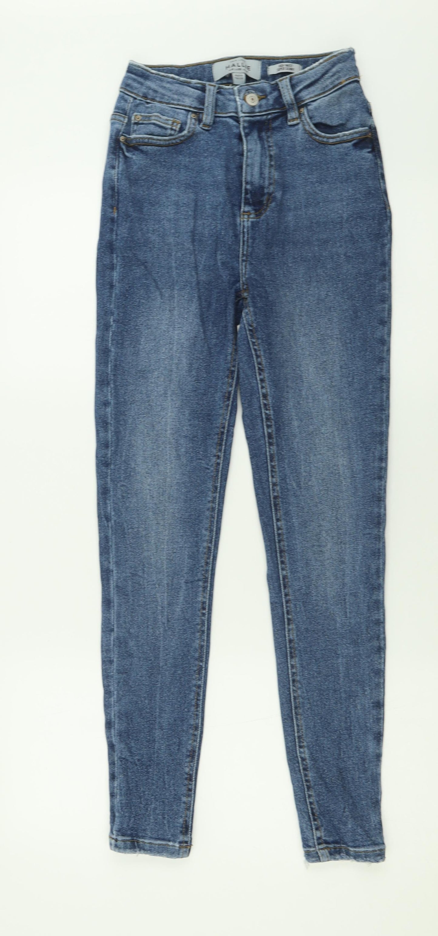 New Look Womens Blue  Cotton Skinny Jeans Size 8 L28 in Regular Button