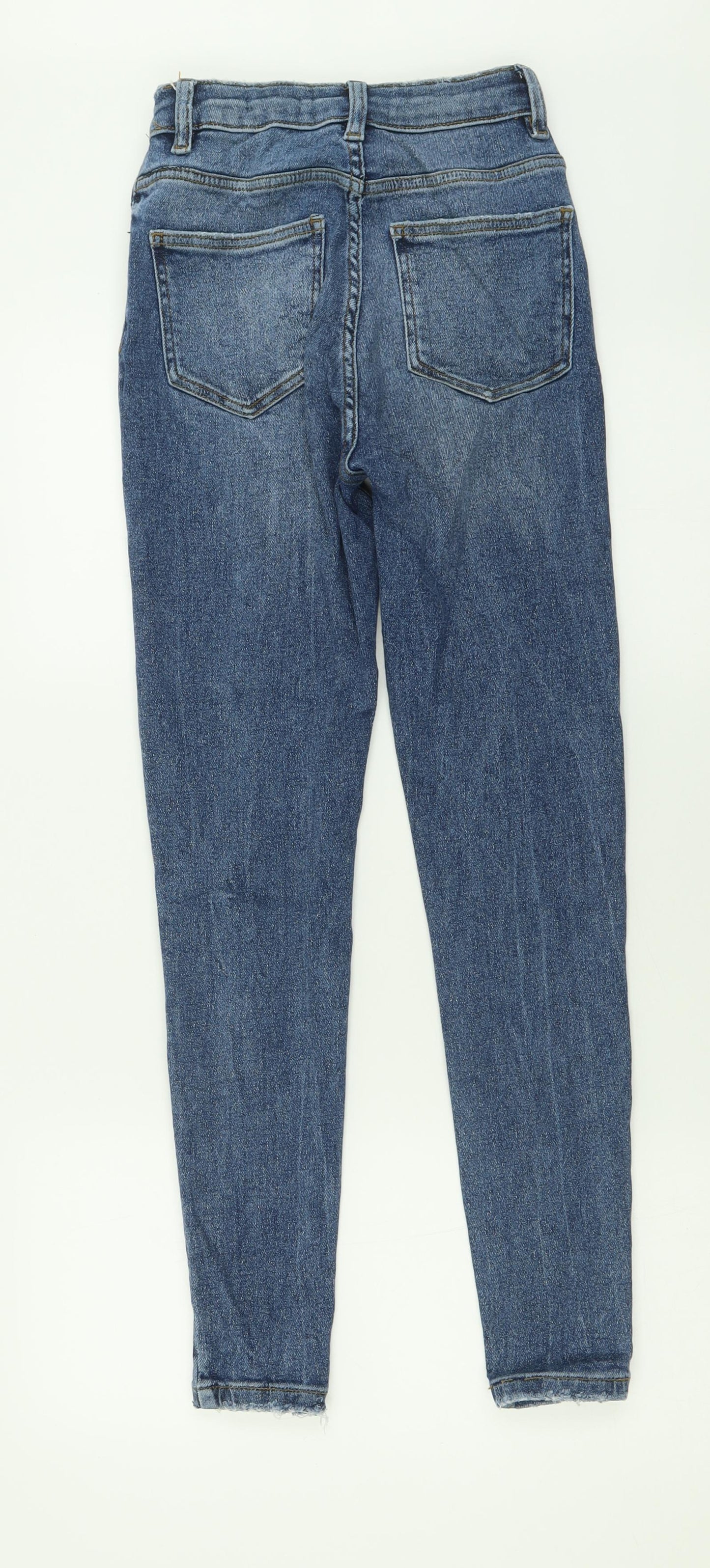 New Look Womens Blue  Cotton Skinny Jeans Size 8 L28 in Regular Button