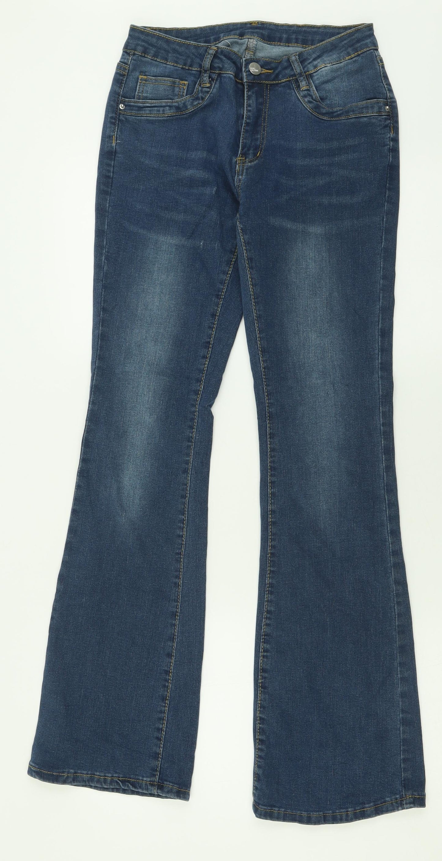 SheIn Womens Blue  Cotton Flared Jeans Size S L31 in Regular Button