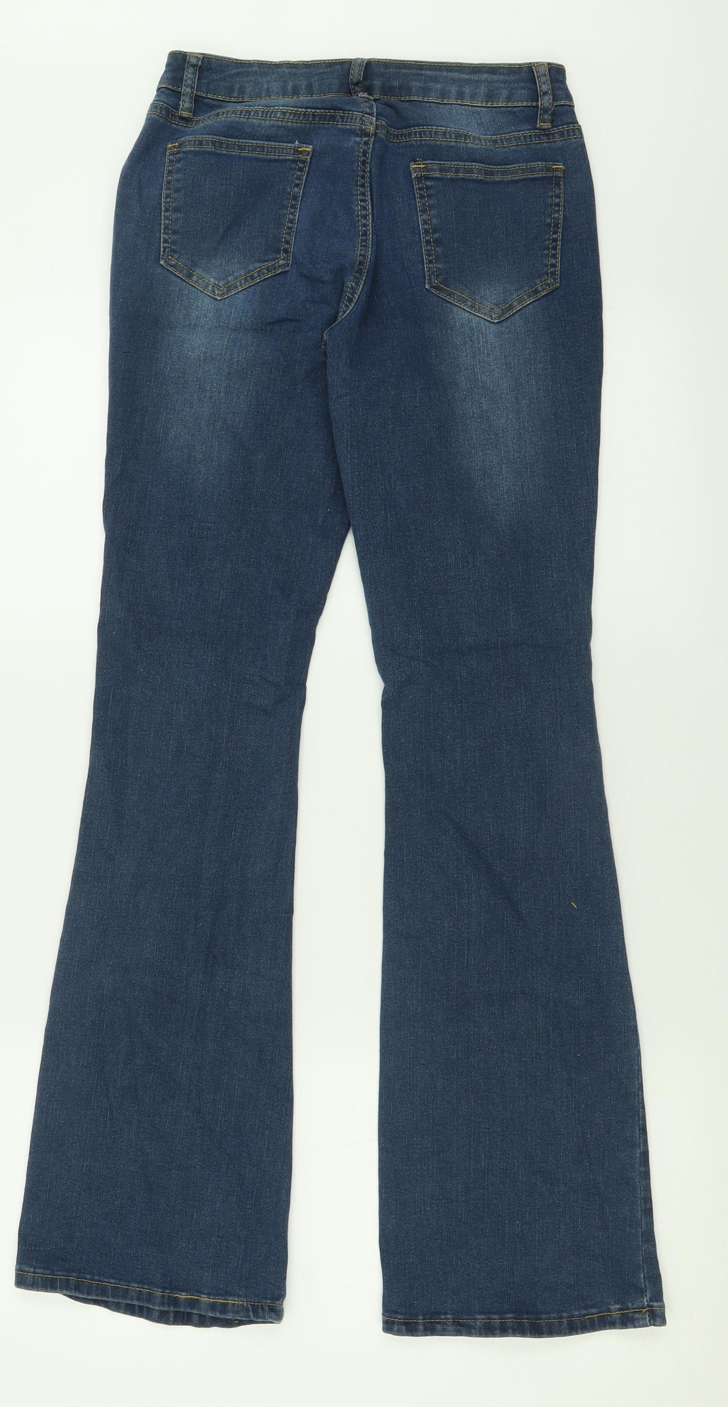 SheIn Womens Blue  Cotton Flared Jeans Size S L31 in Regular Button