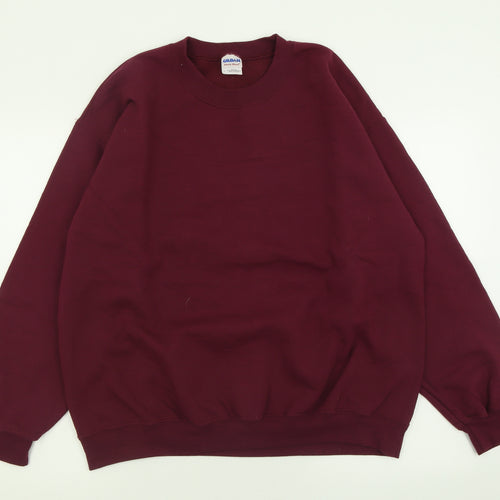 Gildan Mens Purple  Cotton Pullover Sweatshirt Size L