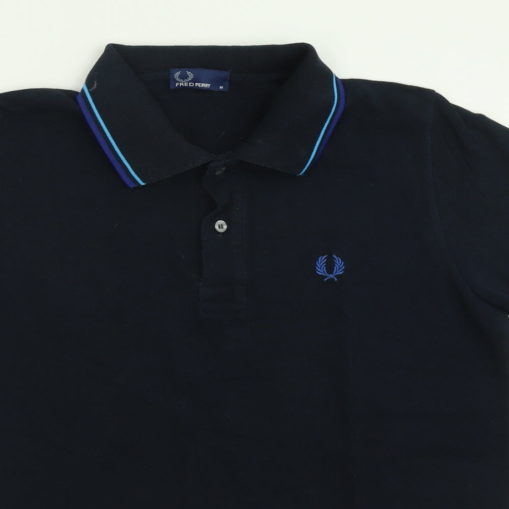 Fred Perry Mens Blue  Cotton  Polo Size M Collared Button
