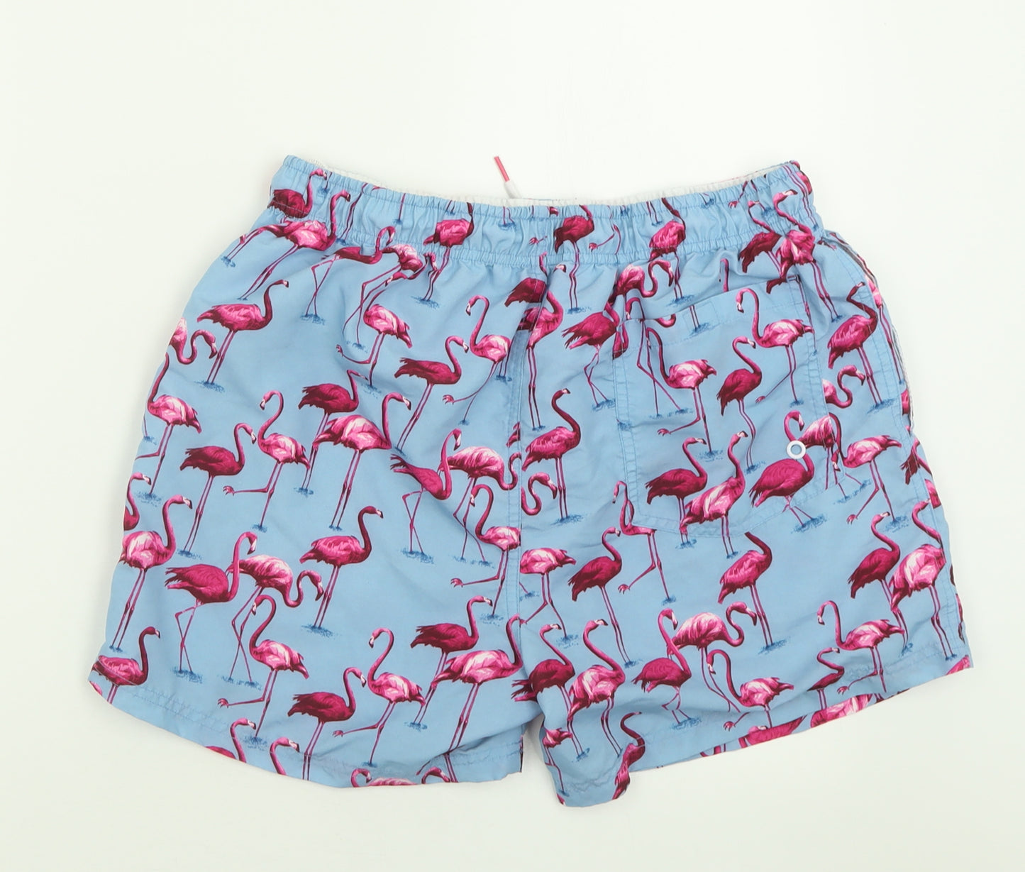 Primark Mens Blue Geometric Polyester Sweat Shorts Size M  Regular Tie - Flamingo