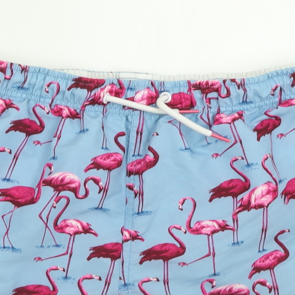 Primark Mens Blue Geometric Polyester Sweat Shorts Size M  Regular Tie - Flamingo