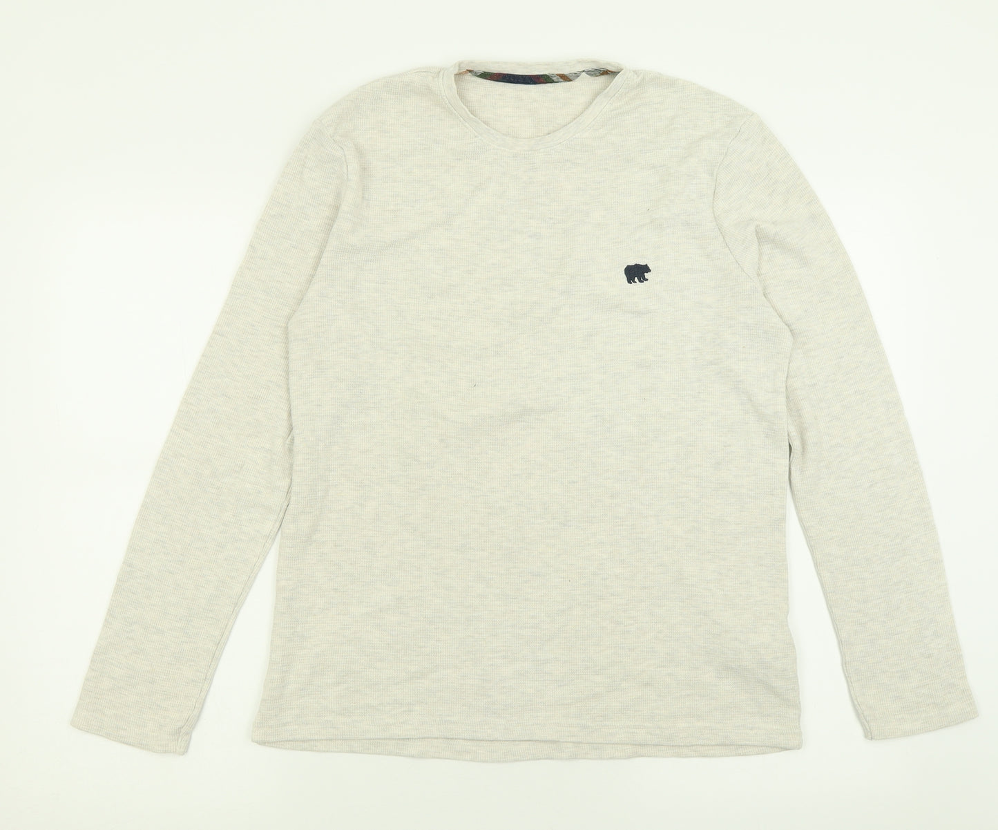 F&F Mens Beige Crew Neck  Cotton Pullover Jumper Size M