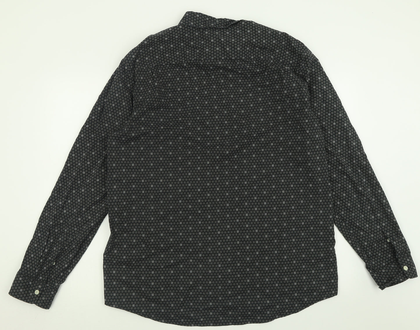 Gap Mens Black Geometric Cotton  Button-Up Size XL Collared Button