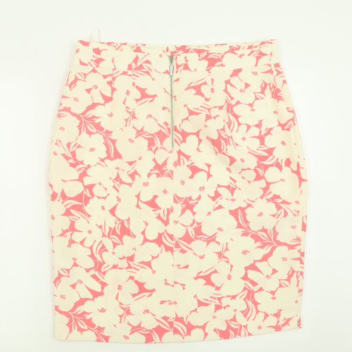 Oasis Womens Ivory Geometric Polyester A-Line Skirt Size 16   Zip