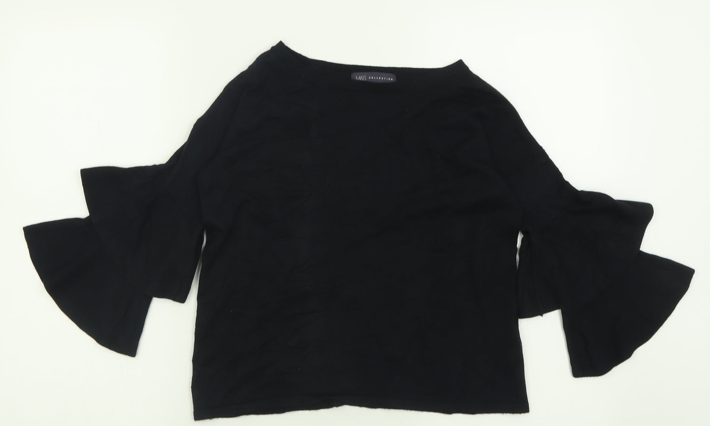 Marks and Spencer Womens Black Crew Neck  Viscose Pullover Jumper Size 8