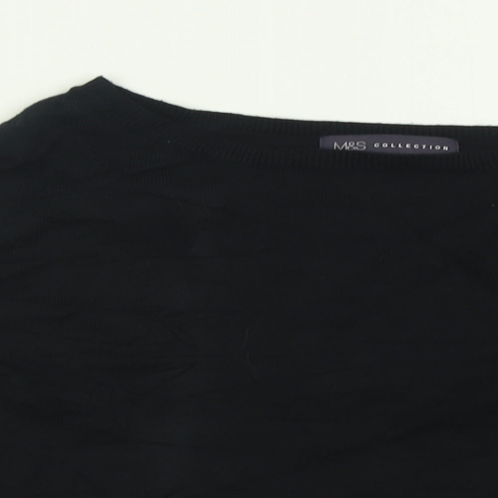 Marks and Spencer Womens Black Crew Neck  Viscose Pullover Jumper Size 8