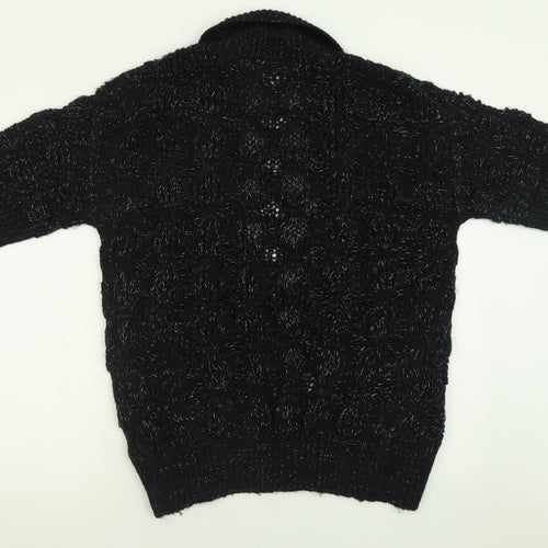 George Womens Black V-Neck  Acrylic Cardigan Jumper Size 8
