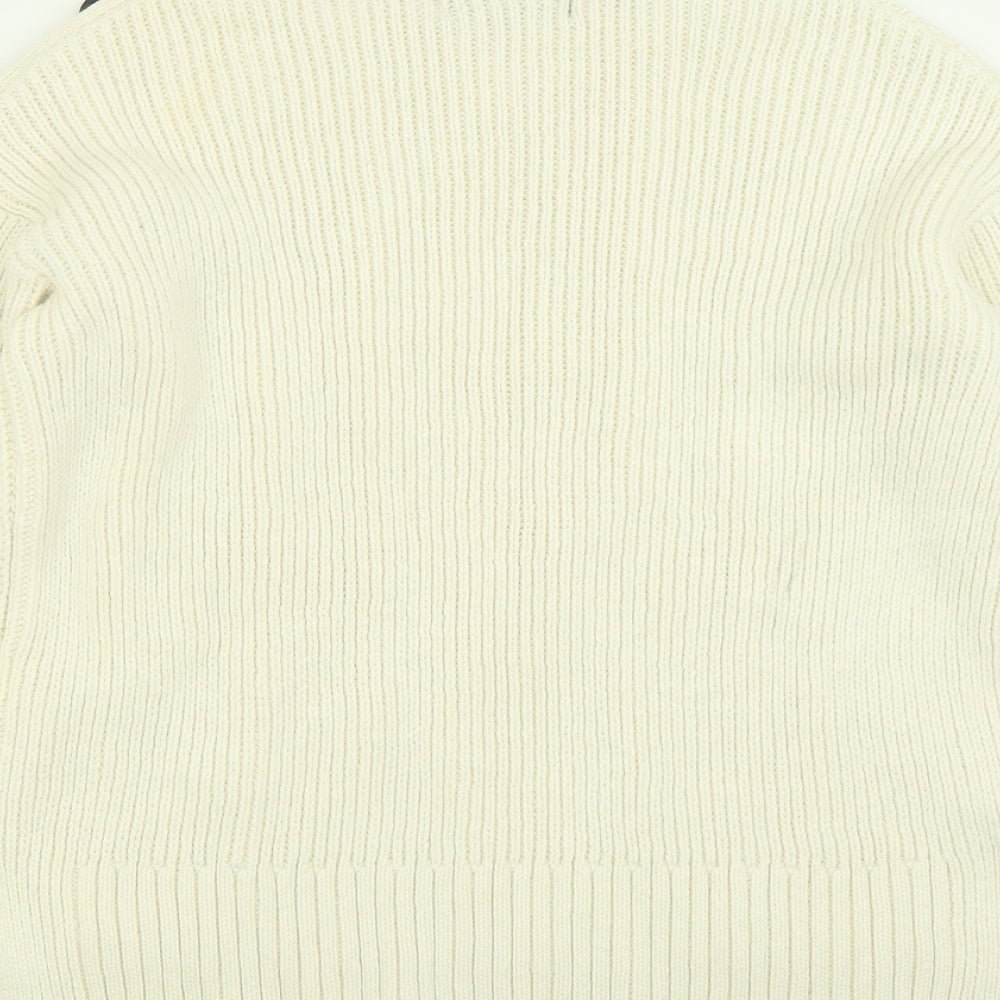 Marks and Spencer Womens White Crew Neck  Cotton Pullover Jumper Size 10