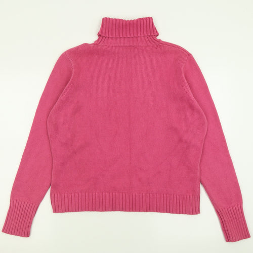 Marks and Spencer Womens Pink Roll Neck  Cotton Pullover Jumper Size 18