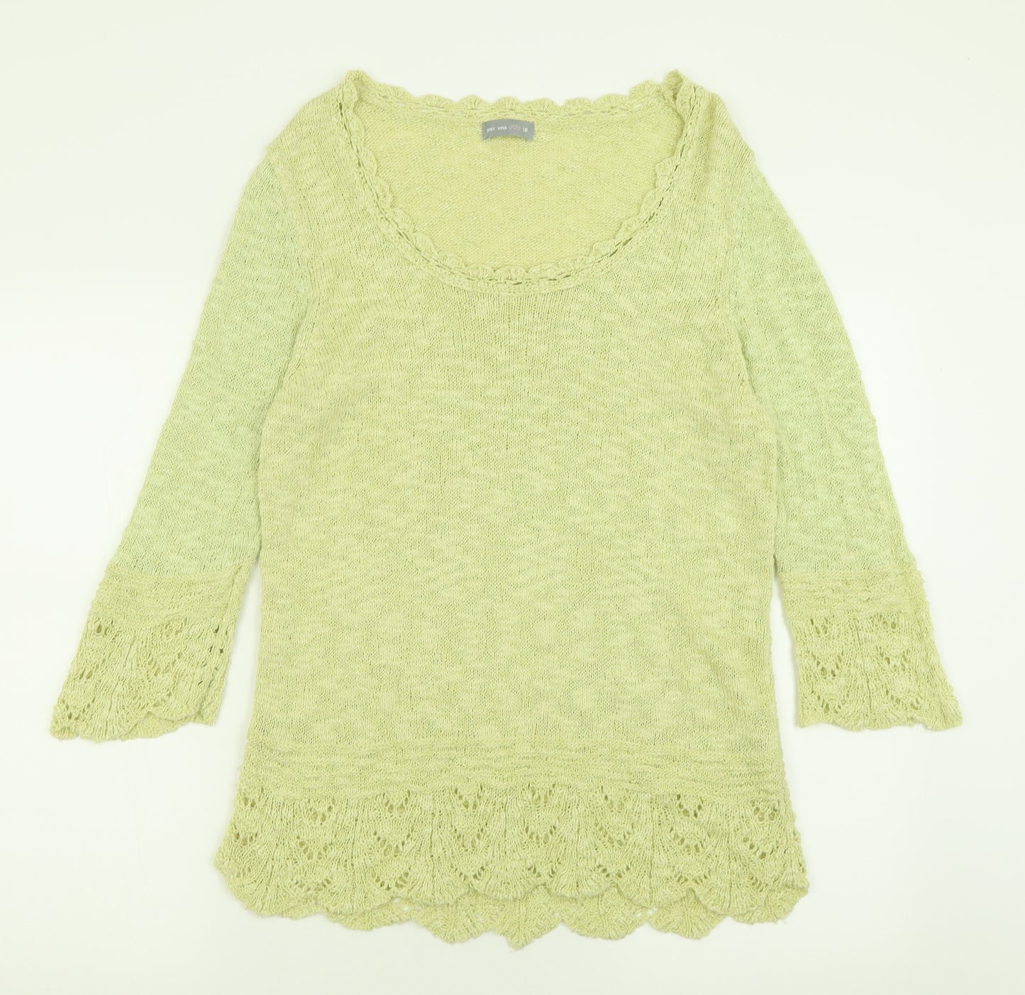 Per Una Womens Green Scoop Neck  Acrylic Pullover Jumper Size 18