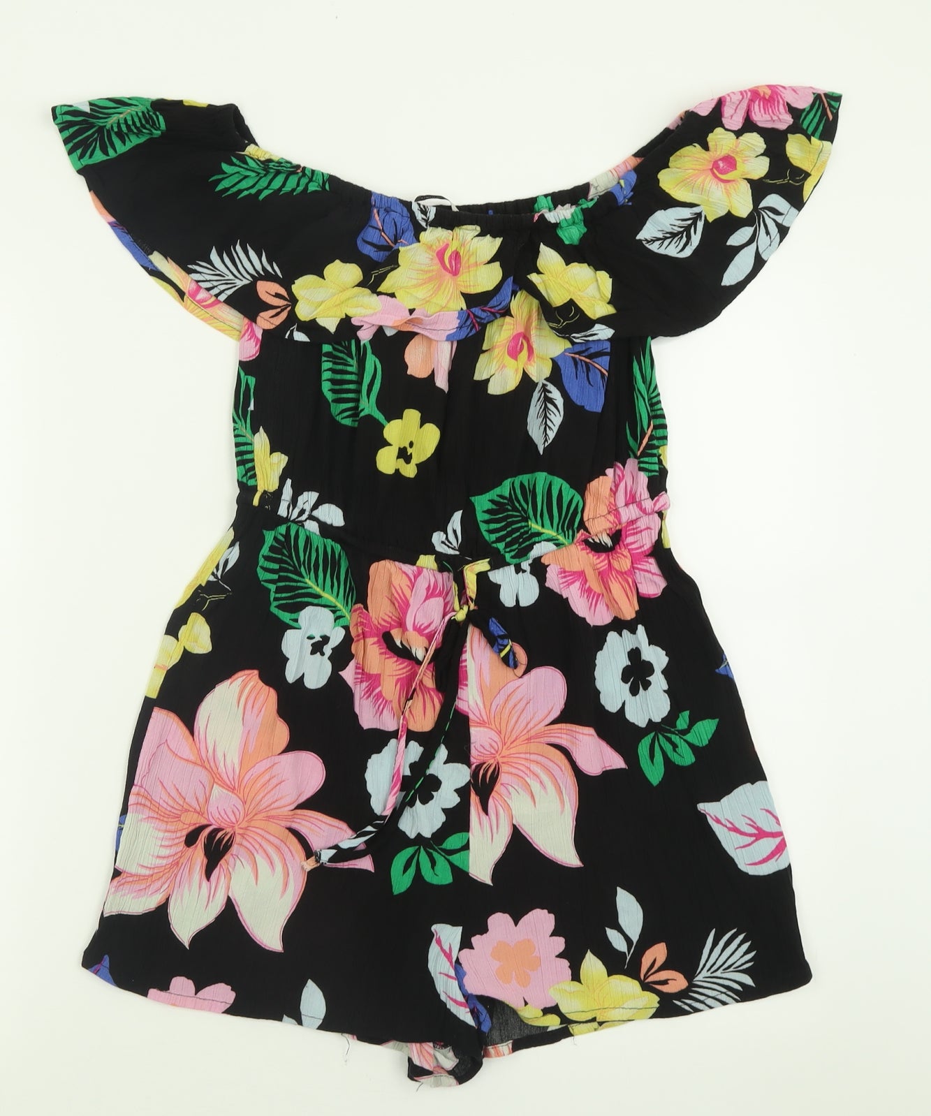 George Womens Black Floral Viscose Playsuit One-Piece Size 10  Pullover