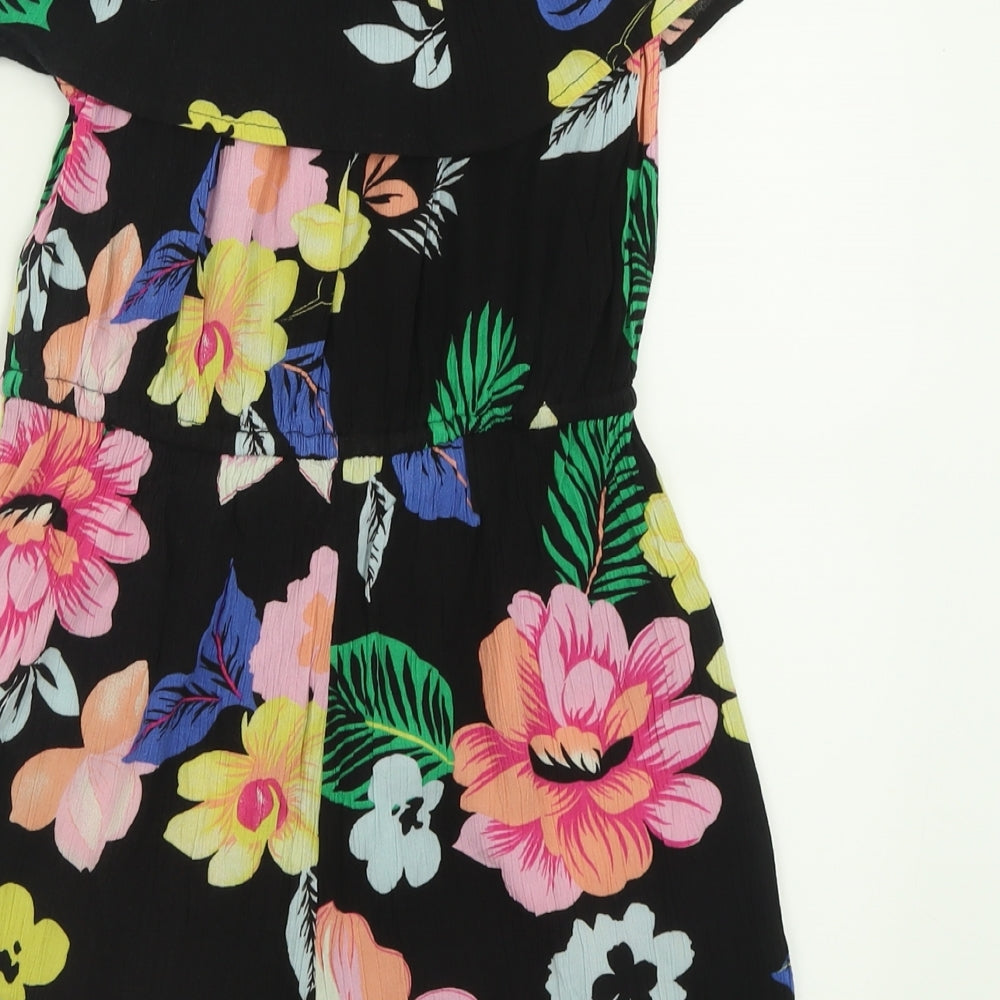 George Womens Black Floral Viscose Playsuit One-Piece Size 10  Pullover