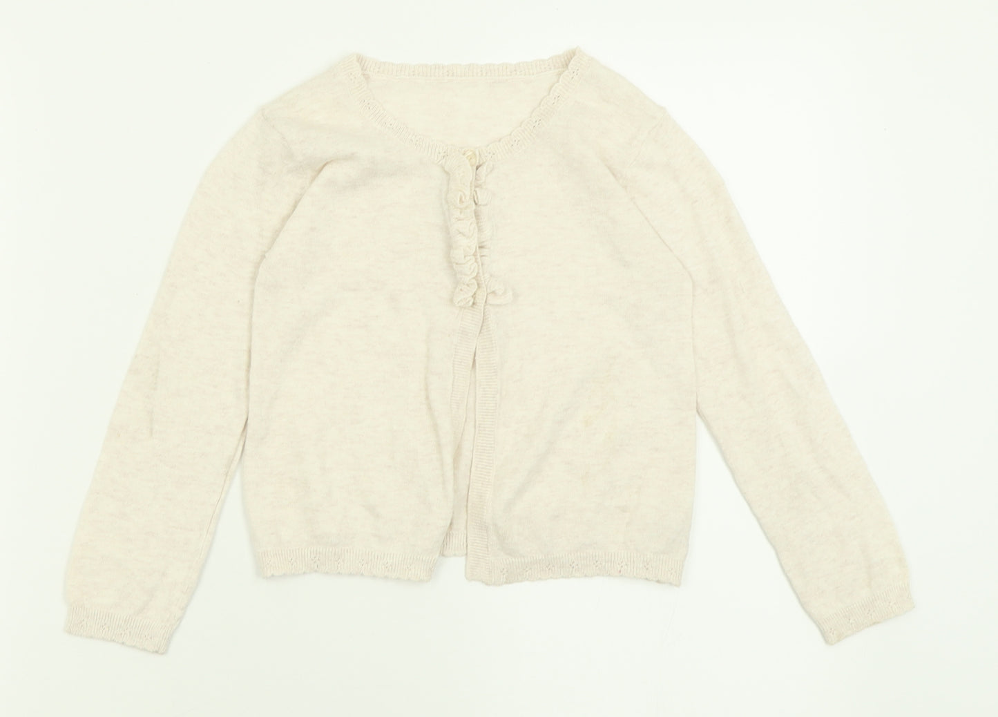 Matalan Girls Ivory Crew Neck  Cotton Cardigan Jumper Size 4-5 Years  Button