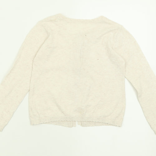 Matalan Girls Ivory Crew Neck  Cotton Cardigan Jumper Size 4-5 Years  Button