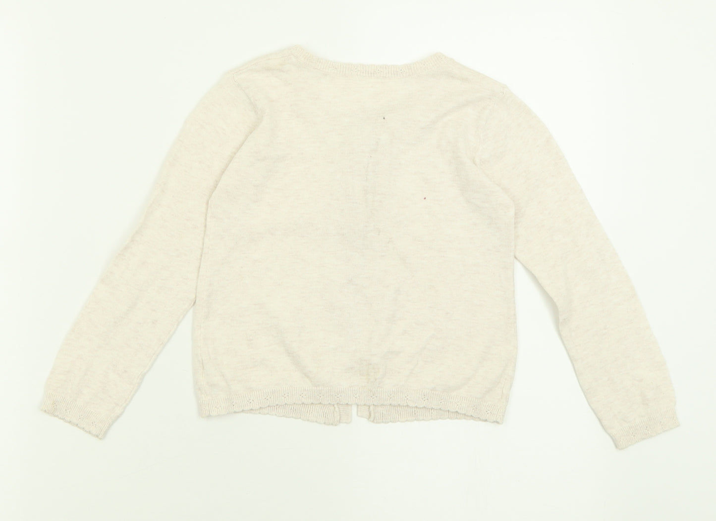 Matalan Girls Ivory Crew Neck  Cotton Cardigan Jumper Size 4-5 Years  Button