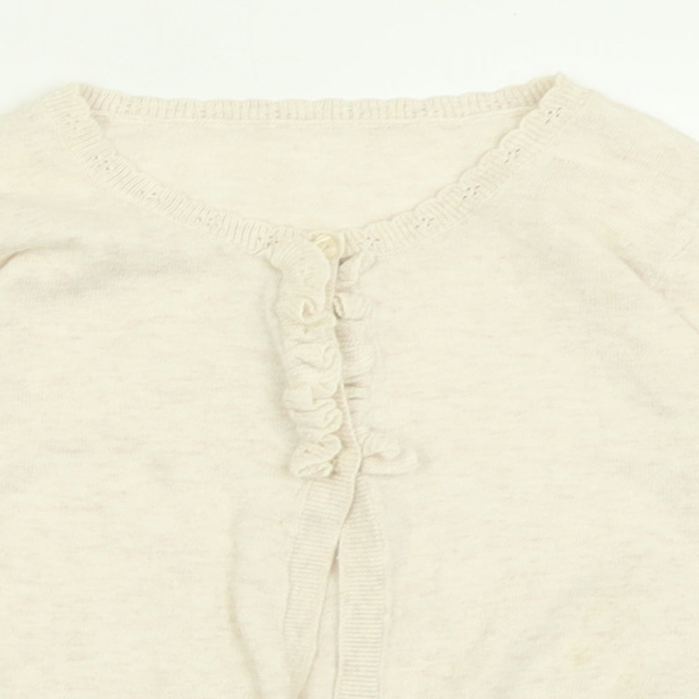 Matalan Girls Ivory Crew Neck  Cotton Cardigan Jumper Size 4-5 Years  Button