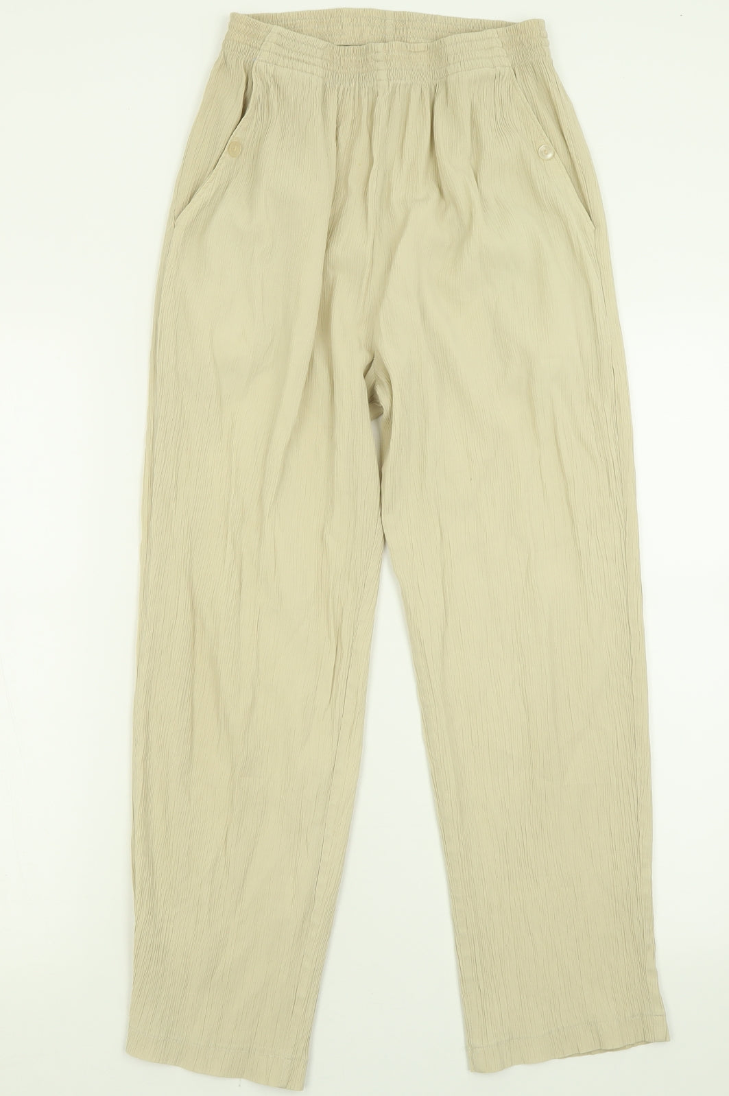 Preworn Womens Ivory  Viscose Trousers  Size 12 L25 in Regular