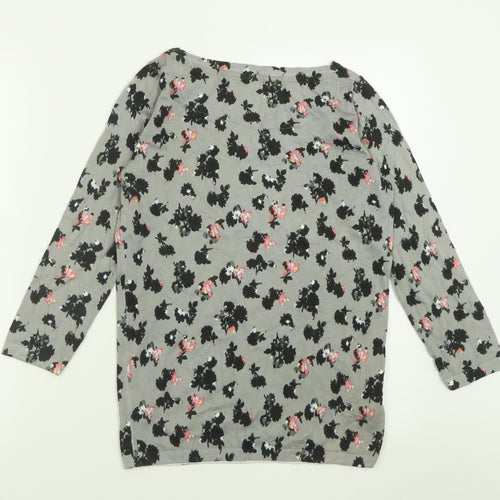 NEXT Womens Grey Crew Neck Geometric Cotton Pullover Jumper Size 8