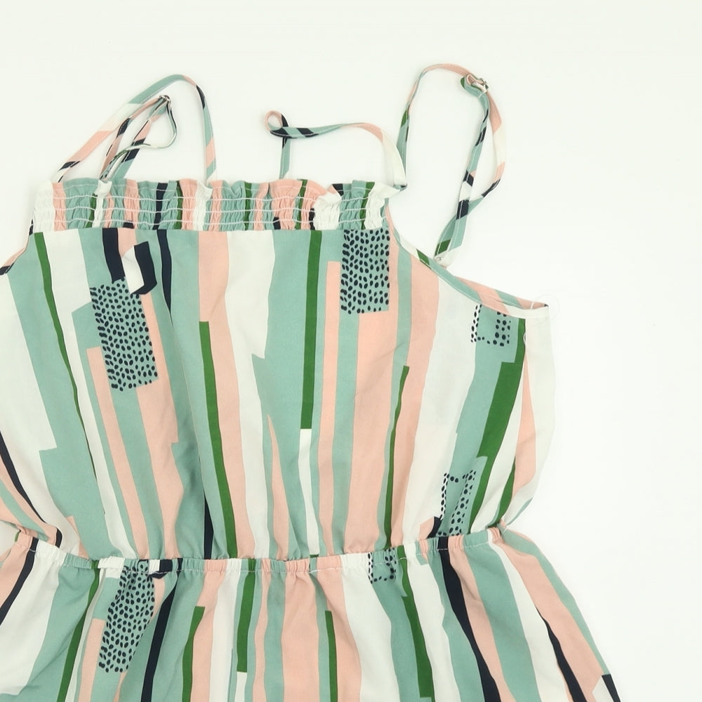 SheIn Womens Green Striped Polyester Playsuit One-Piece Size XL  Pullover