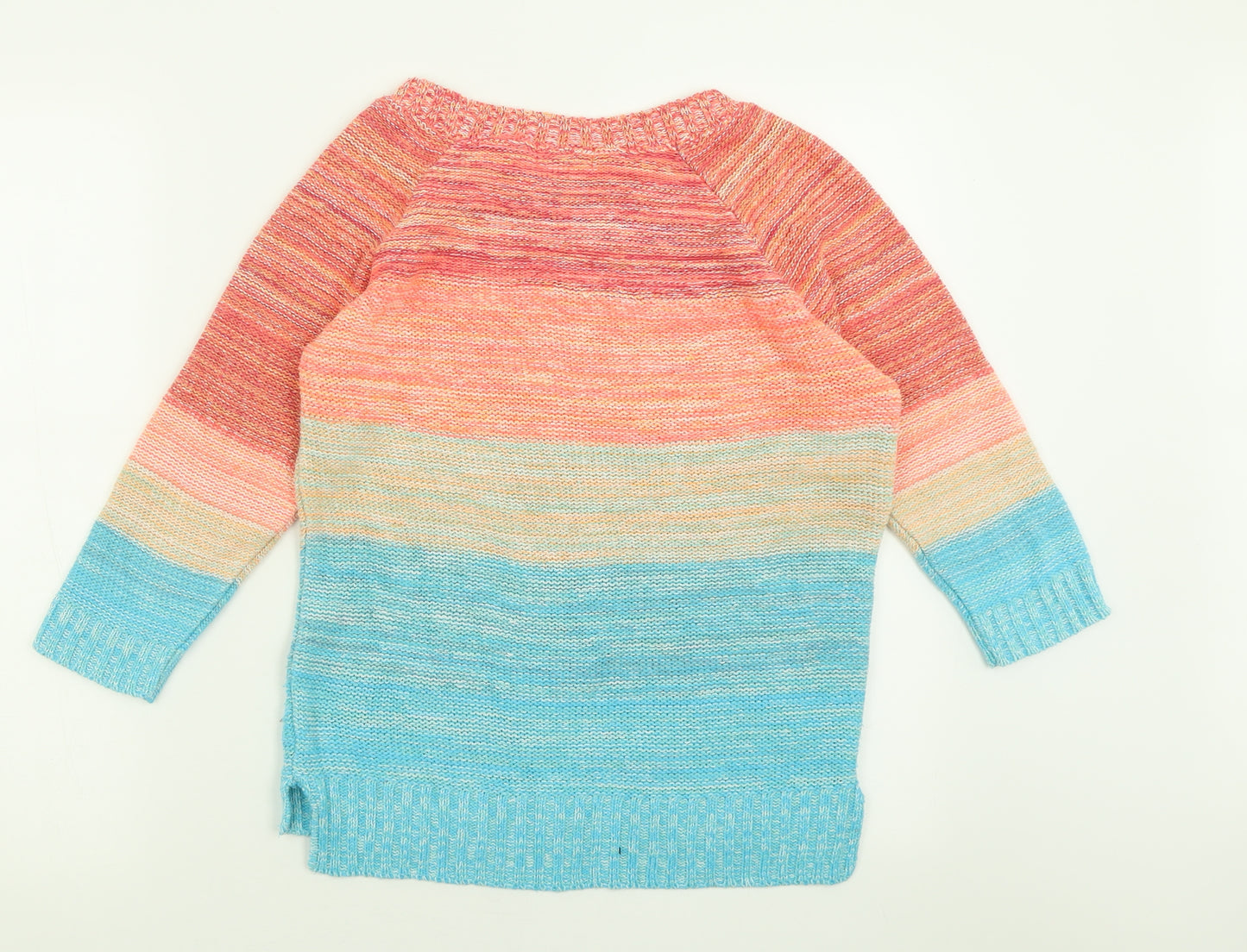 Monsoon Womens Multicoloured Crew Neck Striped Acrylic Pullover Jumper Size S