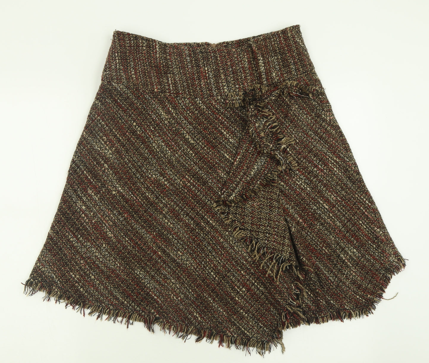 Morgan de Toi Womens Brown  Acrylic A-Line Skirt Size 12   Zip