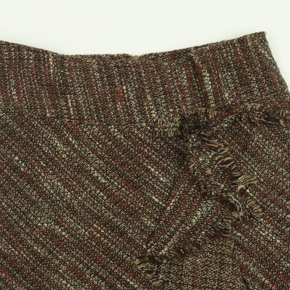 Morgan de Toi Womens Brown  Acrylic A-Line Skirt Size 12   Zip