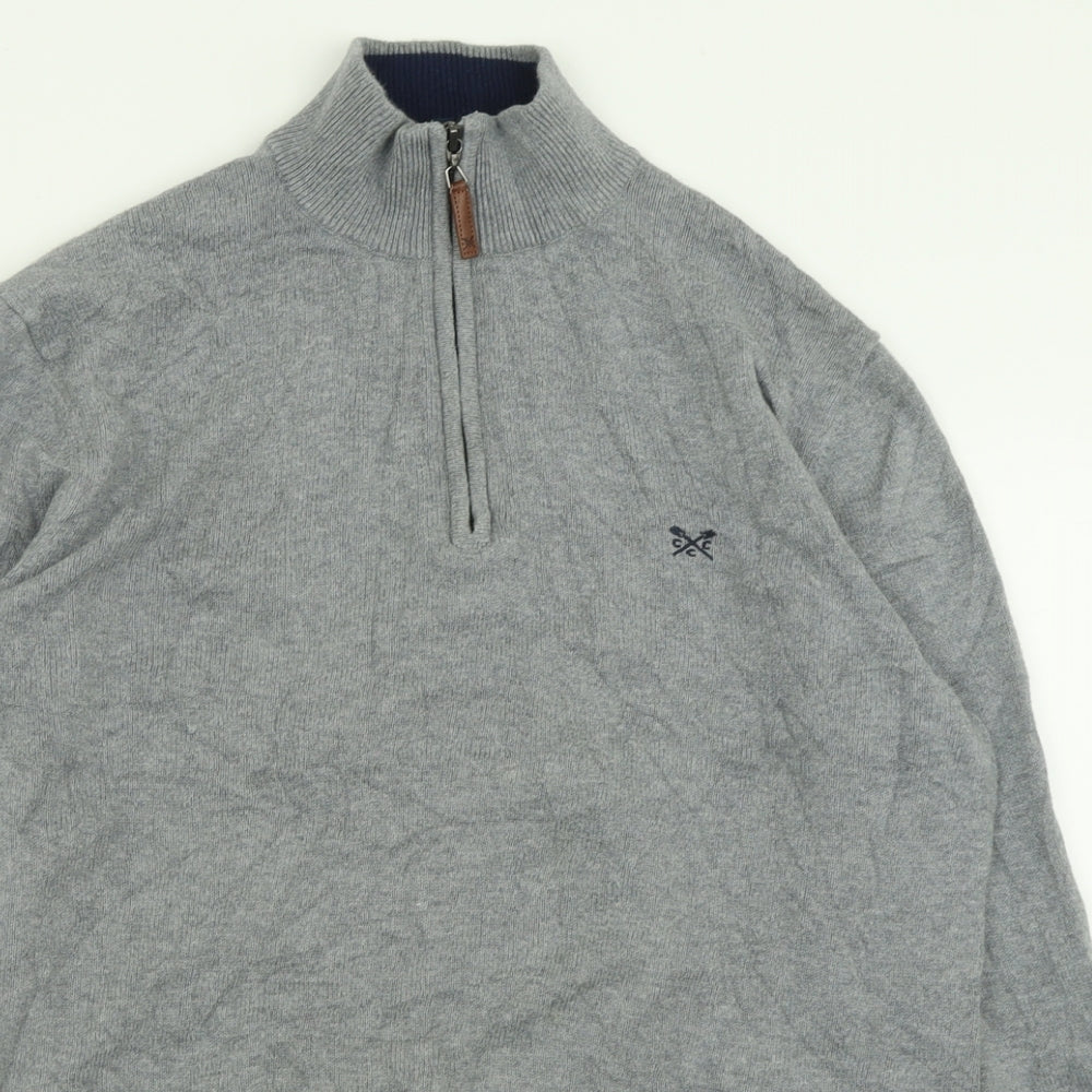 Crew Clothing Mens Grey High Neck  Cotton Pullover Jumper Size M