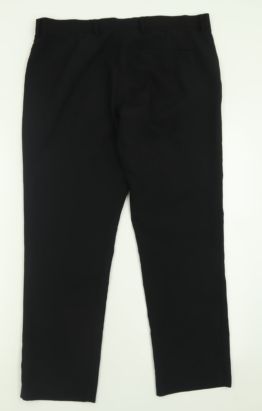 Marks and Spencer Mens Black  Polyester Trousers  Size 36 L29 in Slim Button - Short Leg